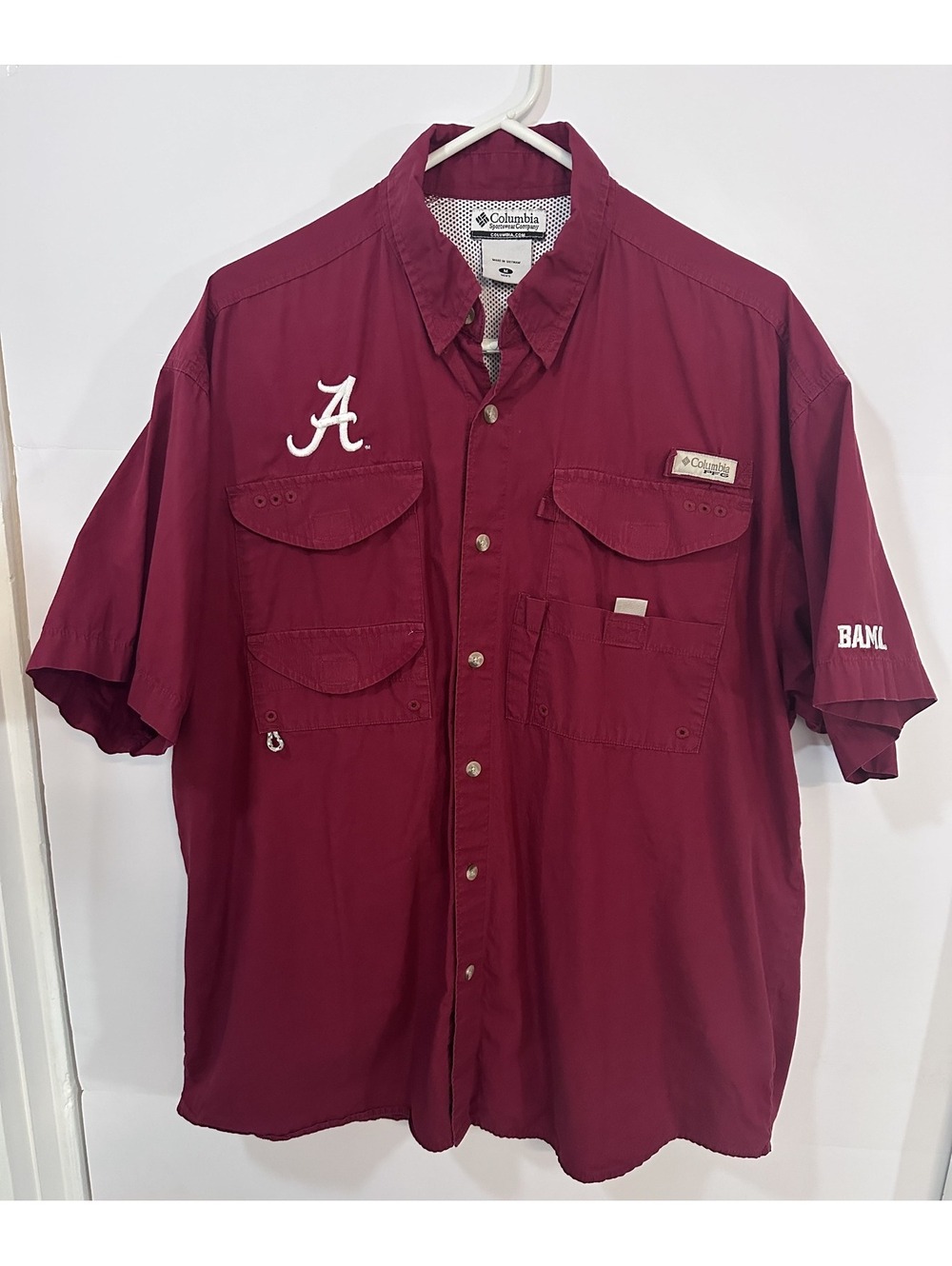 Columbia PFG Alabama Crimson Tide Fishing Shirt Men's M Crimson Red